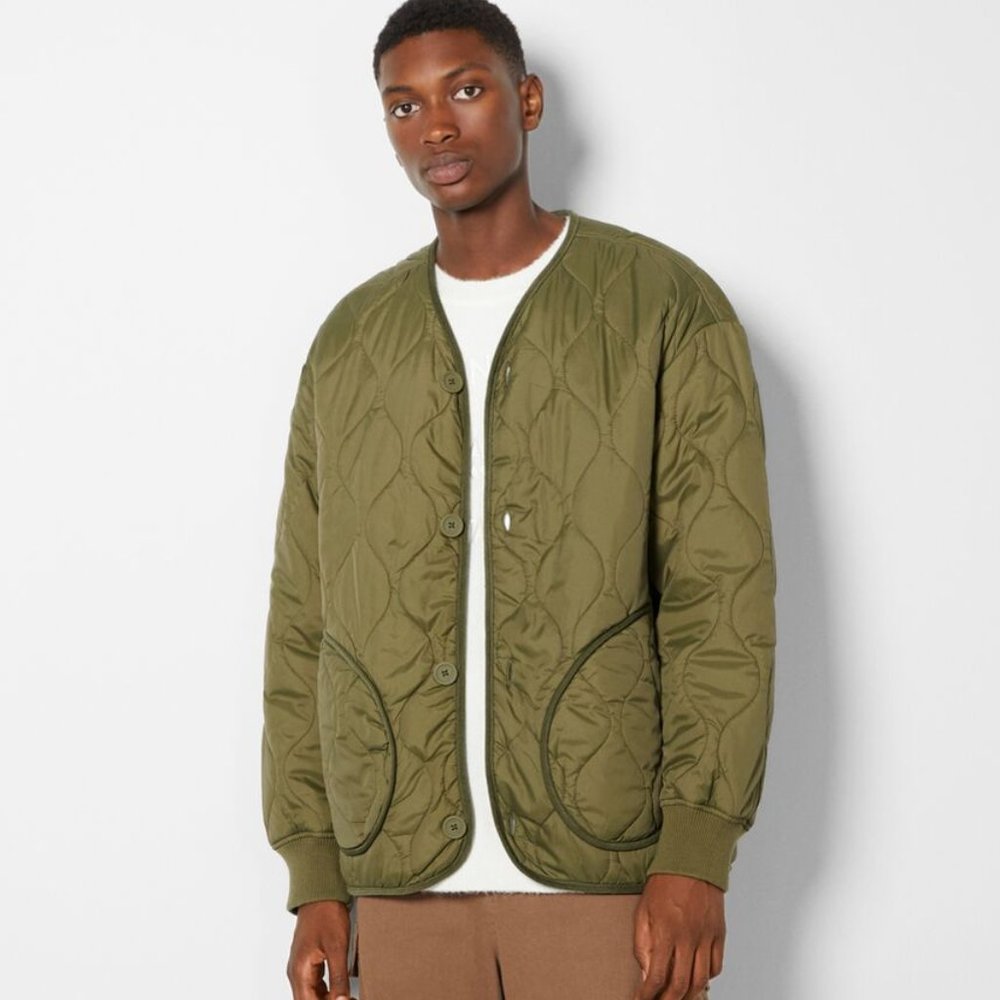 Bershka Quilted V-Neck Jacket